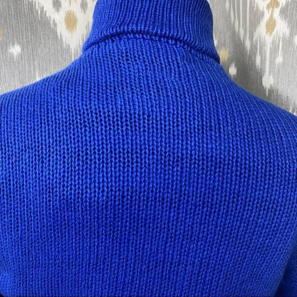 Polo Ralph Lauren Yacht Blue Linen Cotton Blend Toggle Shawl Collar L/S Sweater
